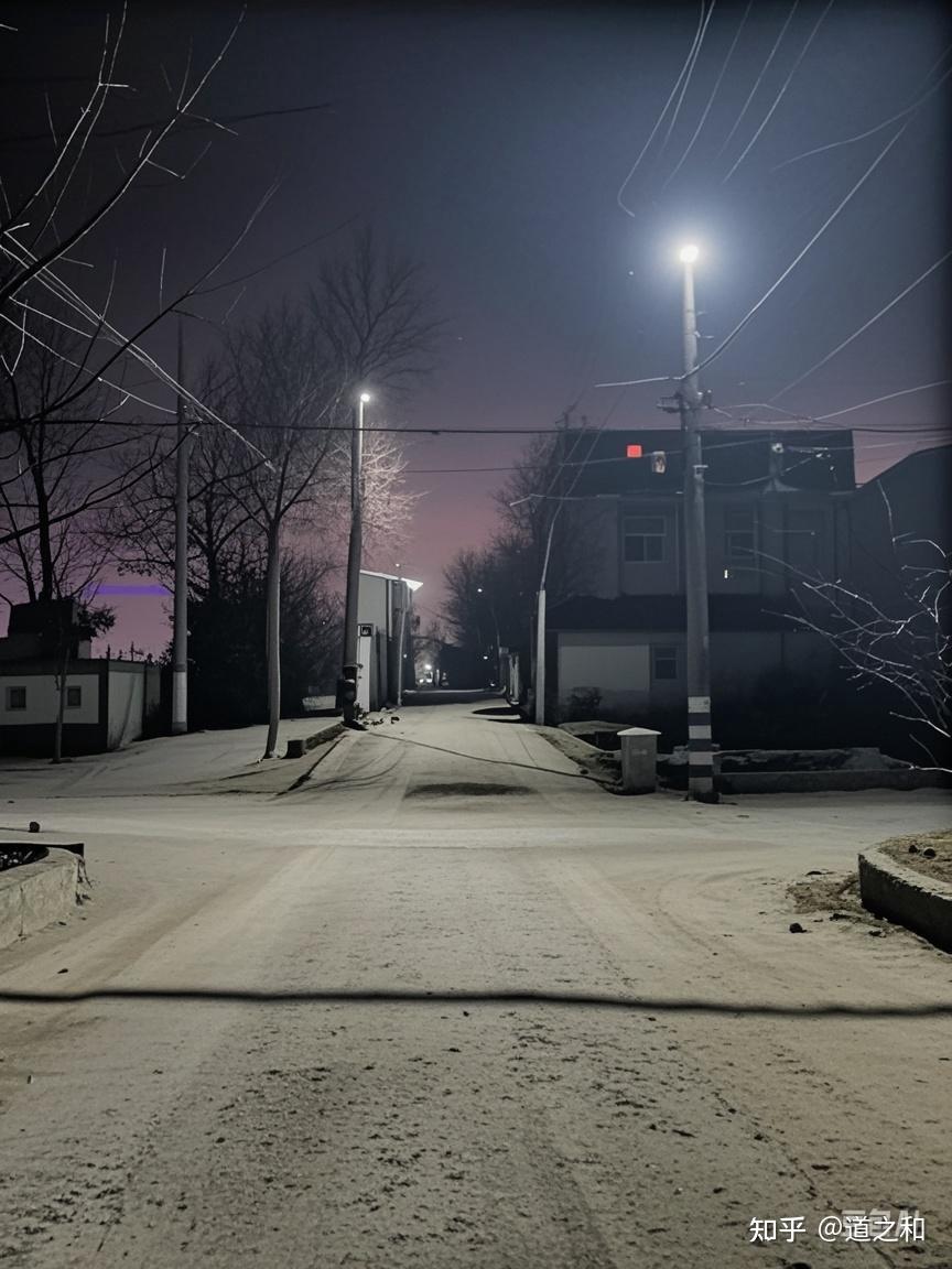 《夜幕下的乡村小路》