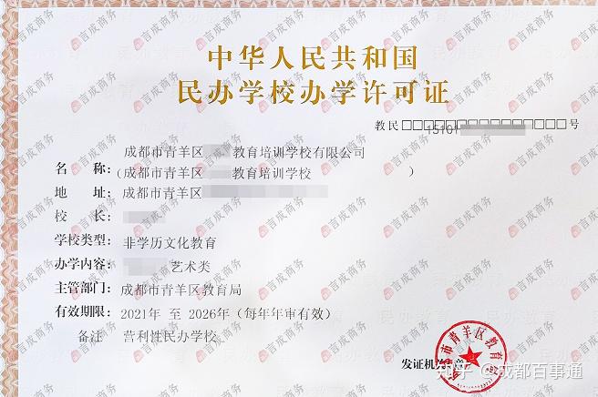 《中华人民共和国民办学校办学许可证》,不管您是做艺术类还是职业