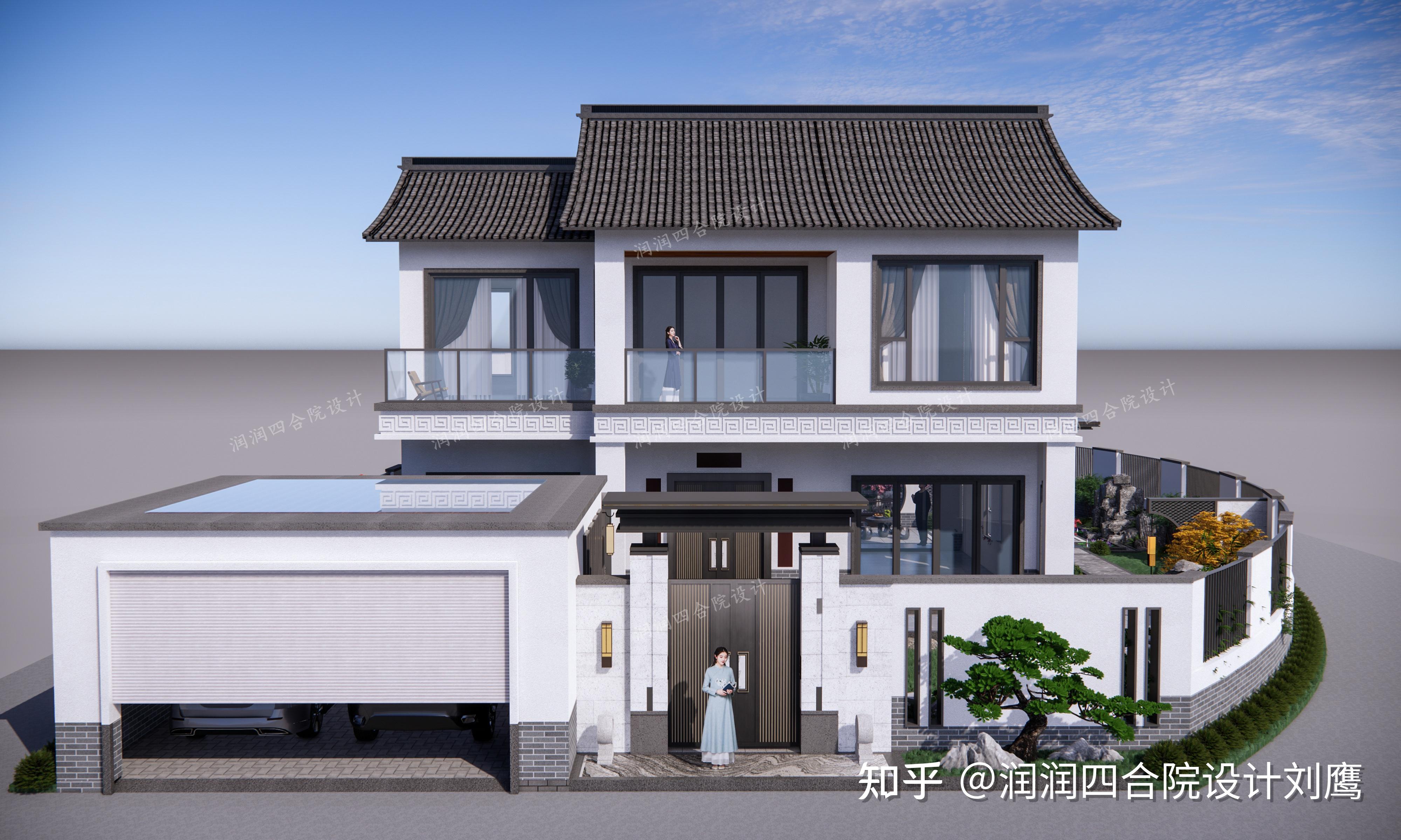 润润四合院设计小房大院120平米新中式别墅前庭后院还有车库