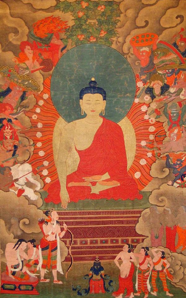 法藏伯希和敦煌唐代大型绢画《降魔成道图》【附:释迦传记节选——菩提树下降魔成道】 - 知乎