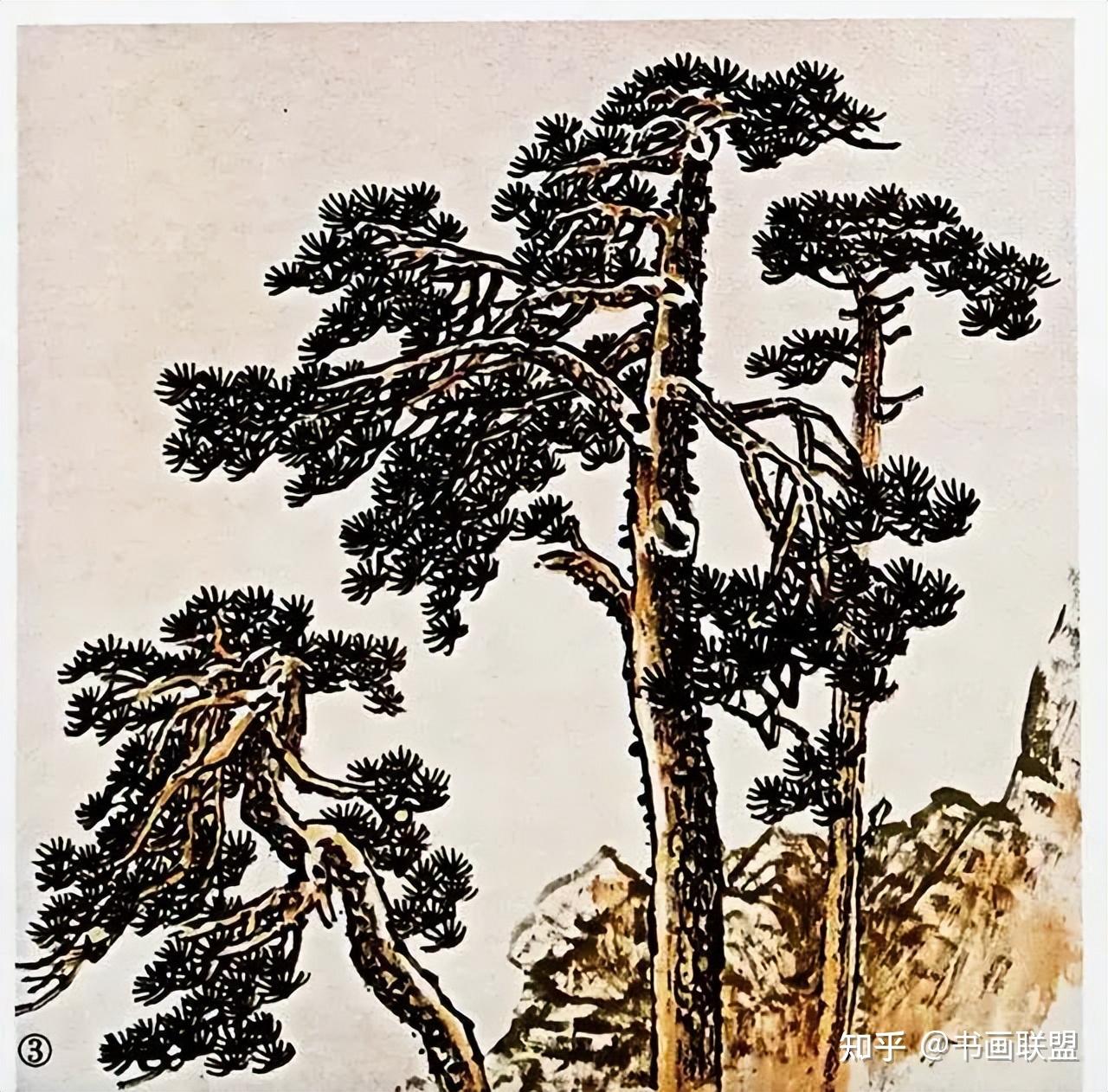 国画技法 松树的各种画法 - 知乎