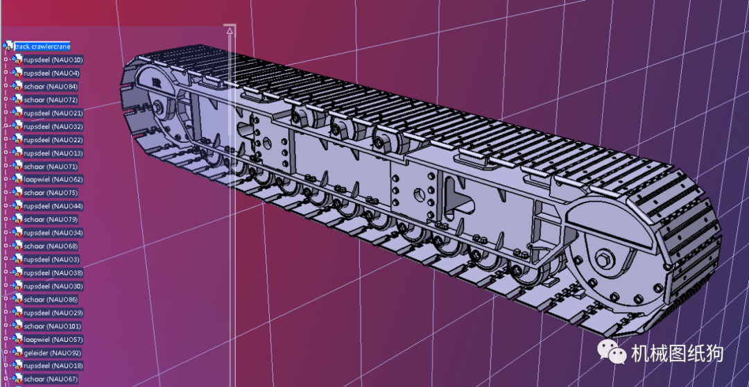 工程机械大型起重机履带结构3d图纸step格式