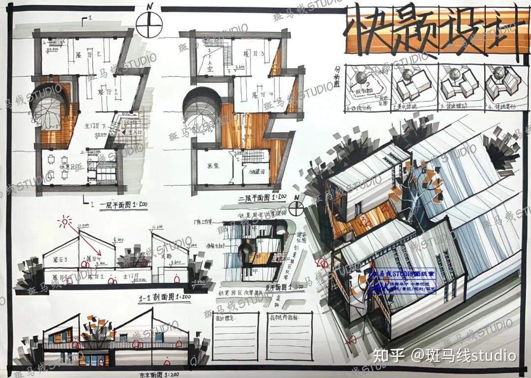 优秀建筑快题展 武汉大学建筑学2010年快题真题艺术家画廊设计 | 71 - 知乎