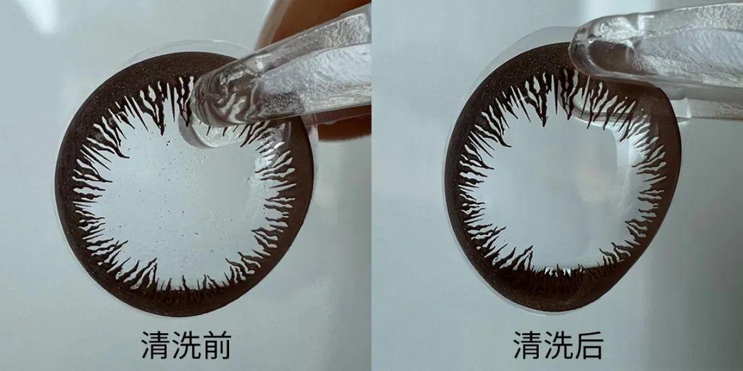 (经过隐形眼镜清洗盒进行清洁的镜片,肉眼可见的干净透亮)前面说到,手