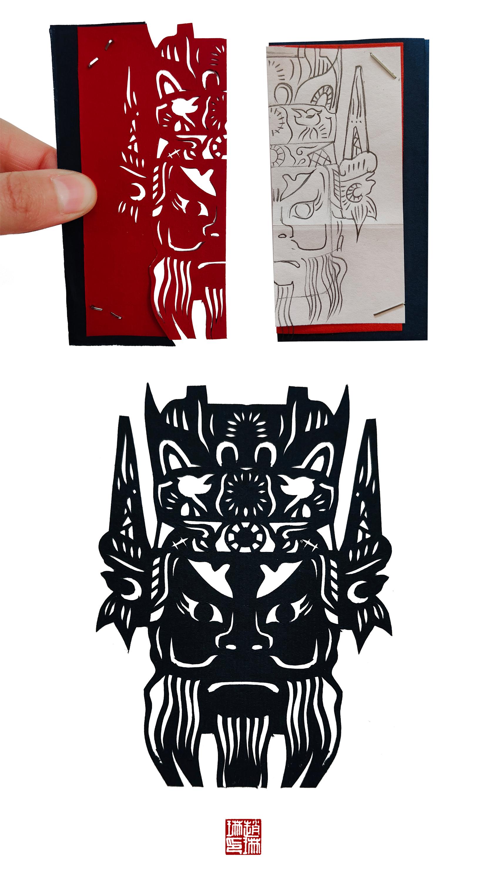 配饰剪纸傩戏面具