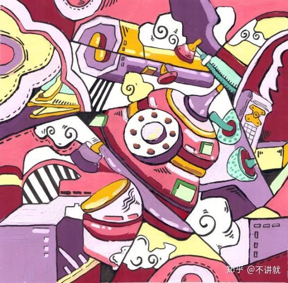 校尉学子彩色手绘设计作业鲁迅美术学院校考风格