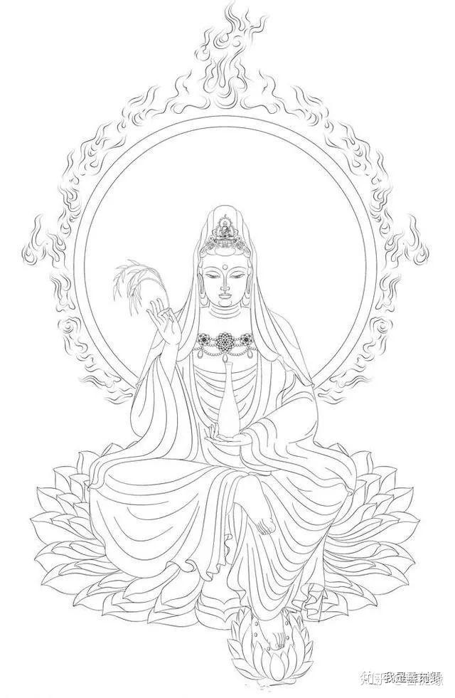 我是雕刻师图赏线描雕刻手稿观音像