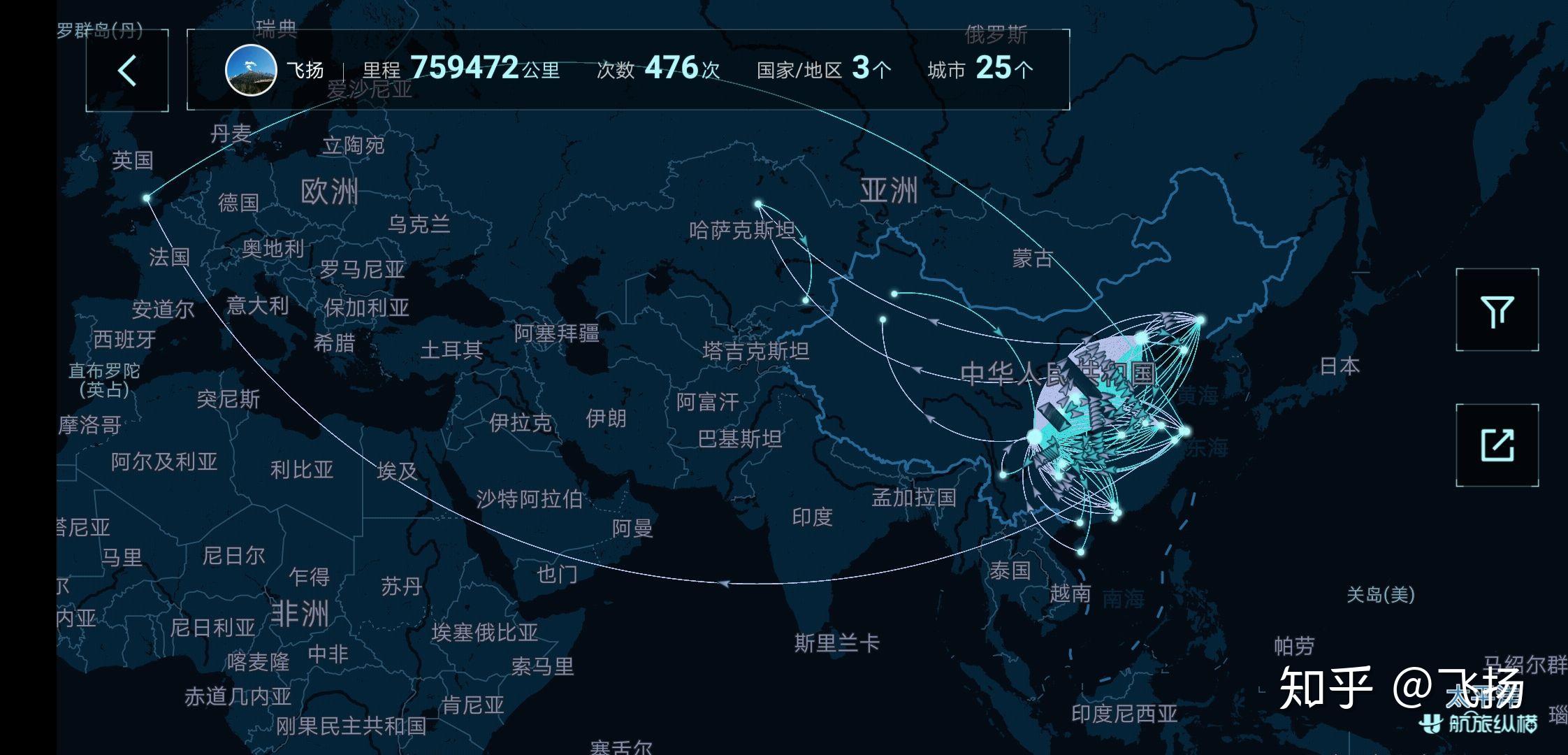 飞过很多地方航旅纵横上的航线图很多是一种怎样的体验