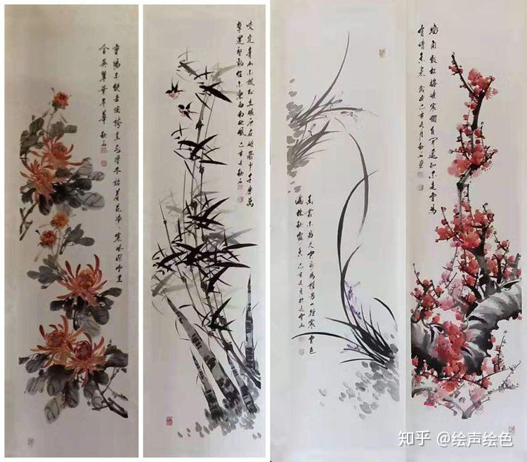 梅兰竹菊君子雅韵画家秋石作品鉴赏