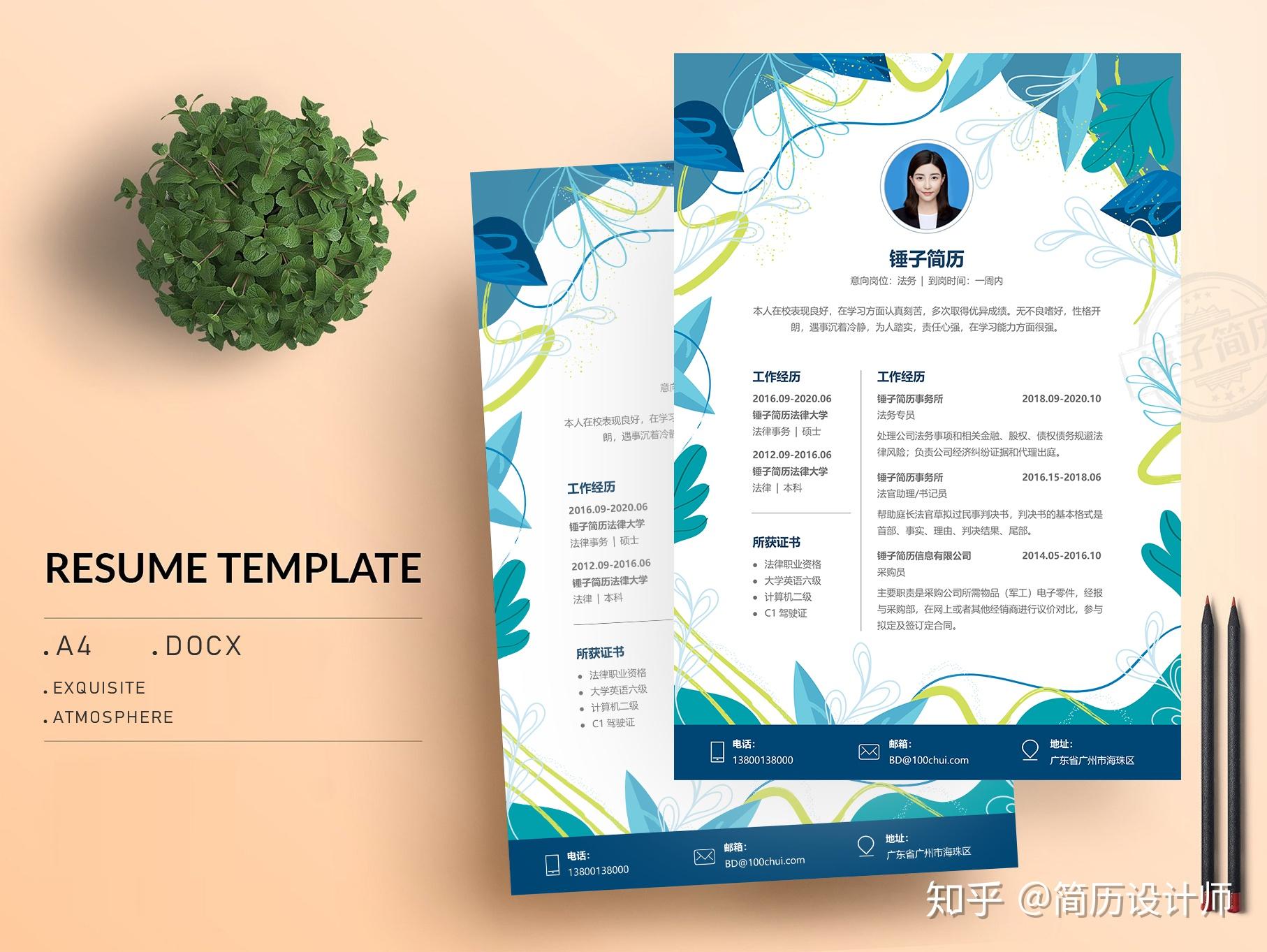 作品用途:求职,面试作品格式:word文档(可任意便捷)精美简历模板设计
