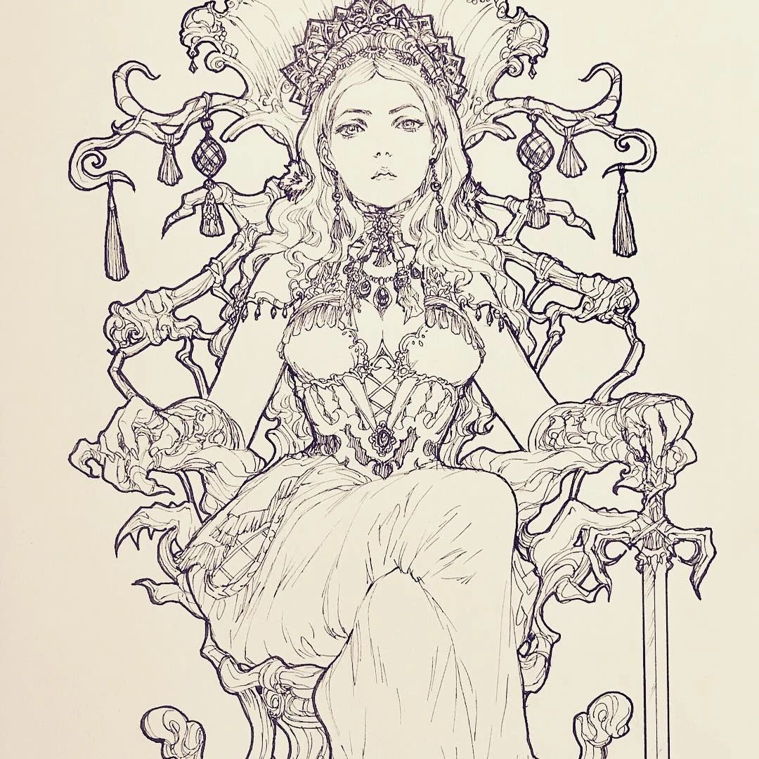 hime她凭着画这些复古哥特风的少女,在ins上圈粉无数,狂吸了10w 粉,且