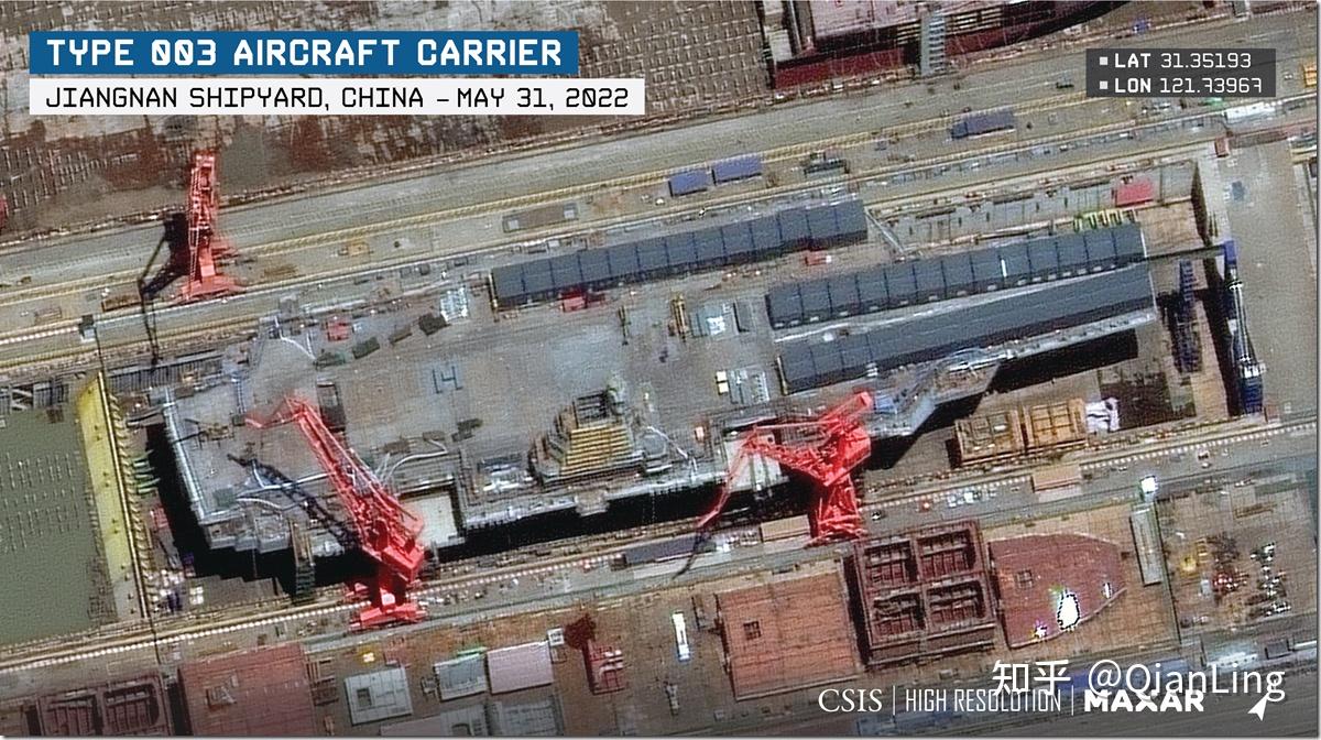 卫星地图上福建舰（003号航母）的下水历程 - 知乎