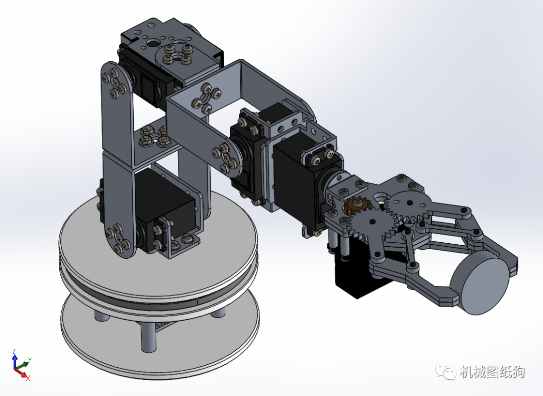 機器人5dofrobotrevizie簡易五自由度機械臂3d圖紙solidworks設計