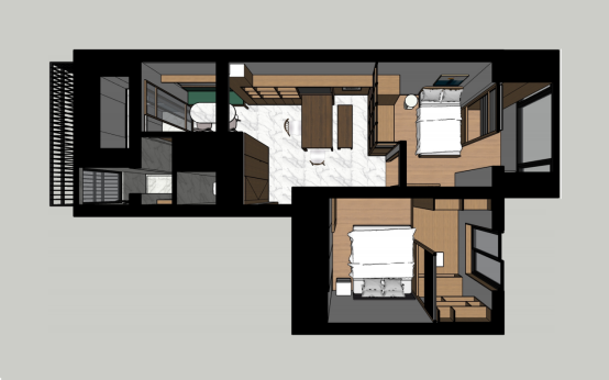 该居室属于小户型,一室一卫两卧,活动空间有限,受拘束改造难点改造前