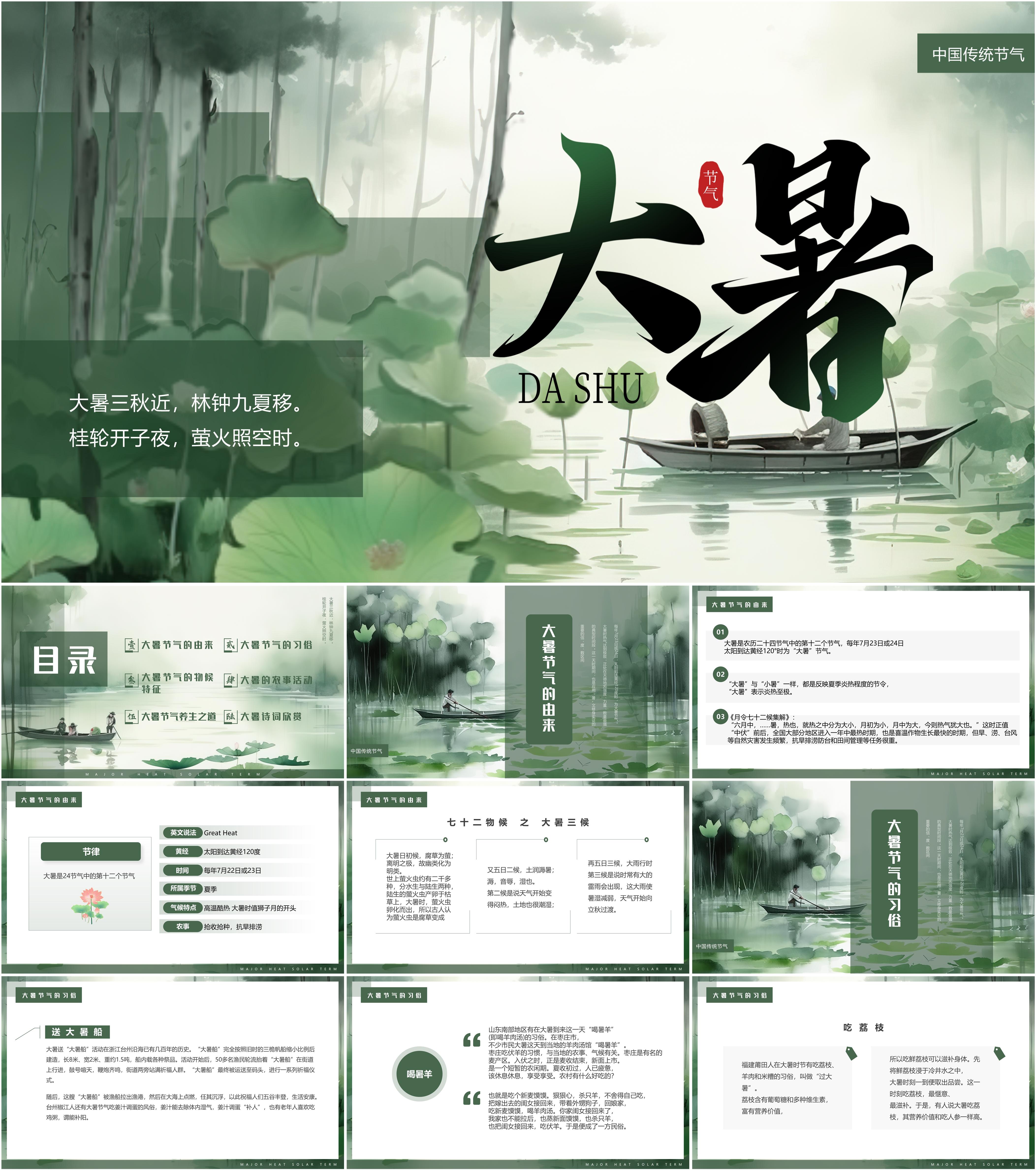 最新14套高质量2024大暑节气ppt课件!
