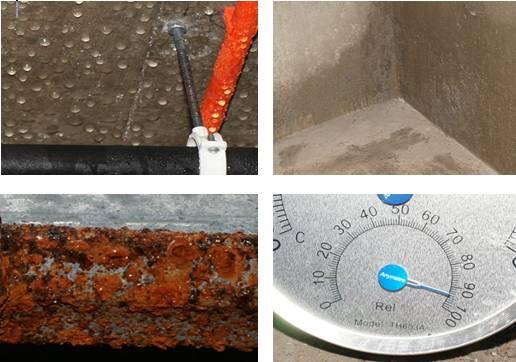 墙壁上已经直接渗出水来,地下室顶壁上已经悬挂了满满的潮气冷凝水