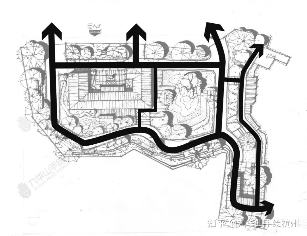 三,道路流線分析:圖片二,平面圖展示:圖片圖片一,任務書九華山手繪