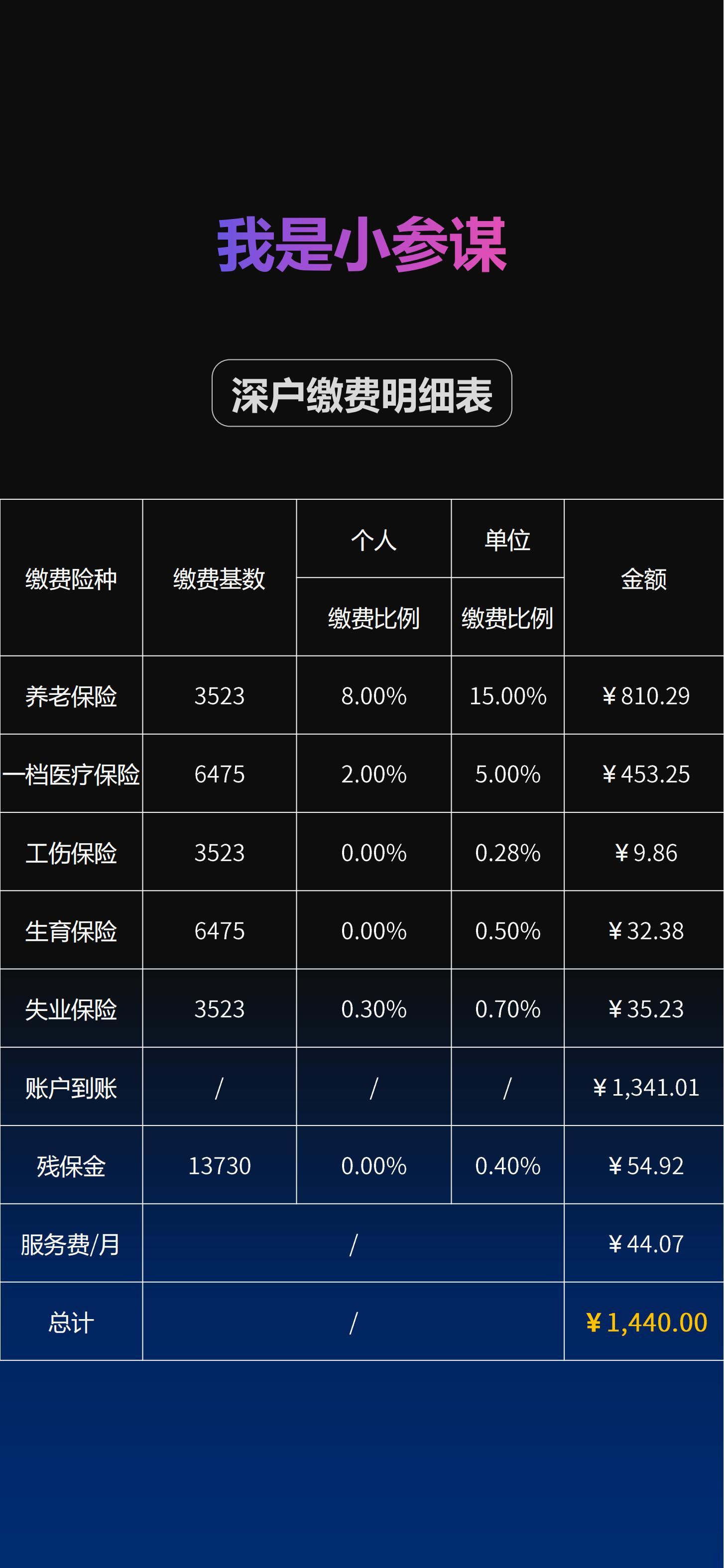 2024年1月至6月深圳社保缴费明细表