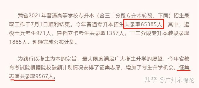 2021年廣東省普通專升本最低控制分數線參加2022年,2023年專插本的