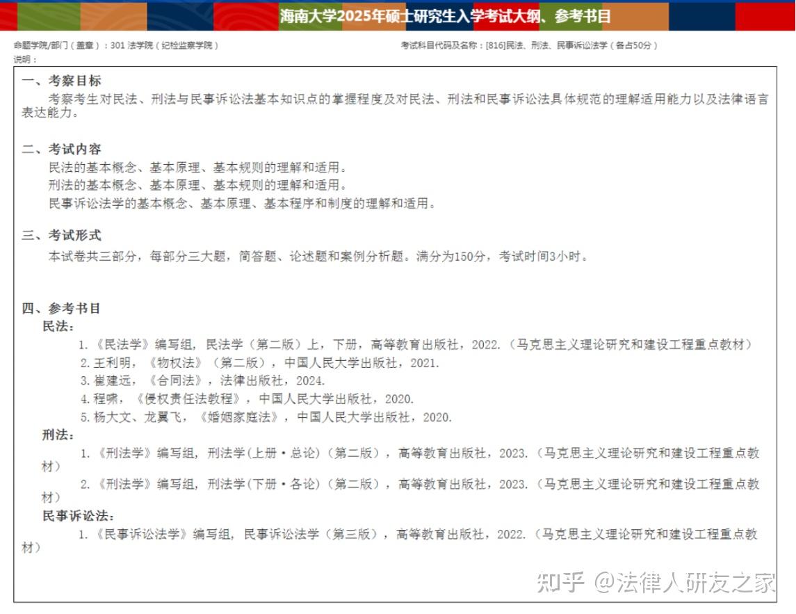 海南大学2026年法学考研招生情况分析 - 知乎