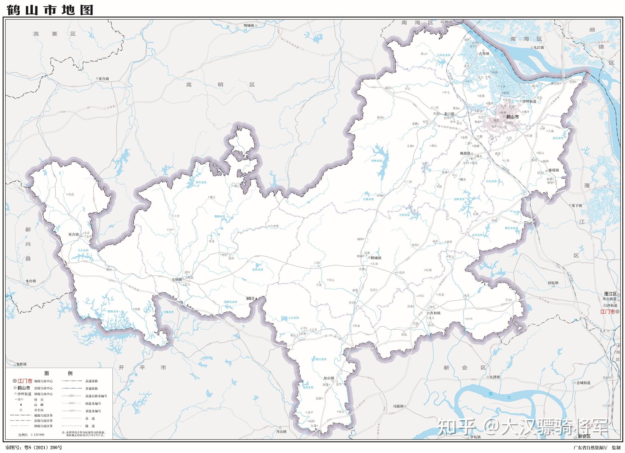 鹤山市行政区划地图(原图486m)