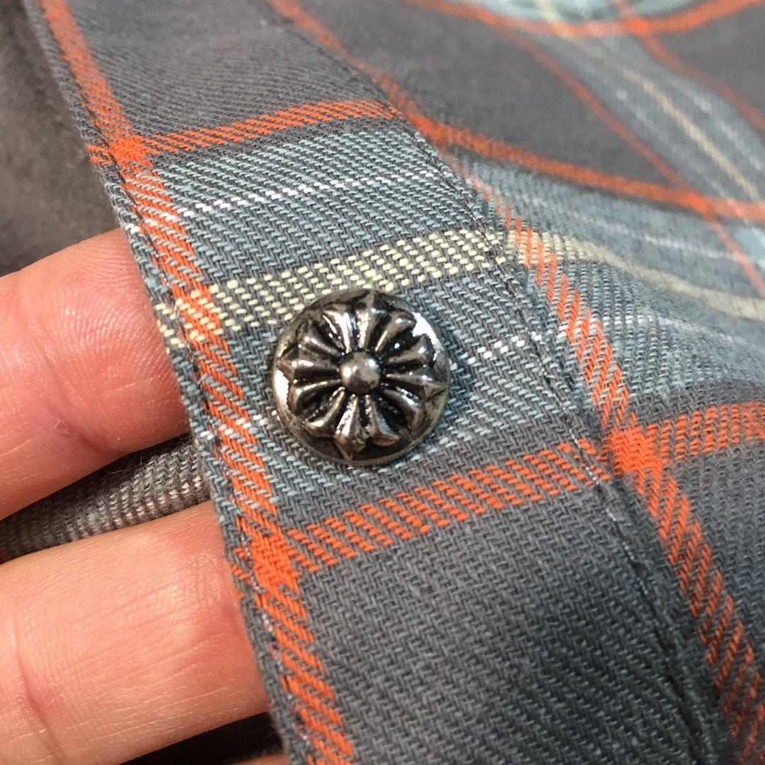 chromehearts克罗心袖口重工刺绣皮标格纹复古衬衫