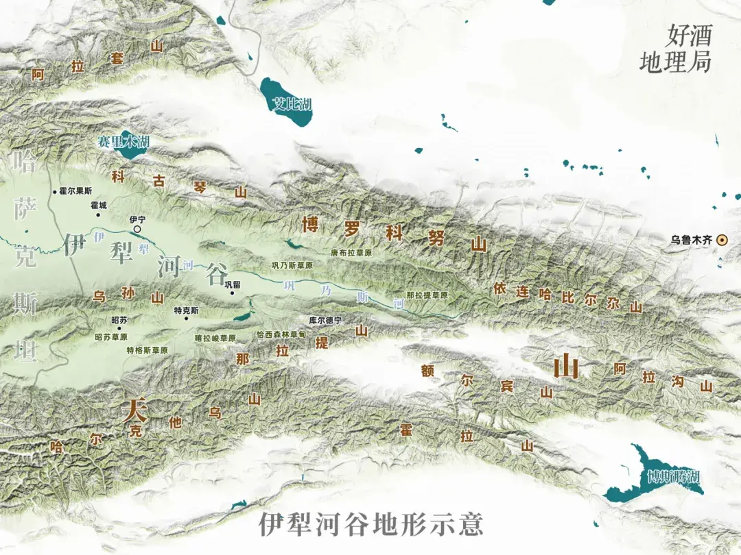 中亚伊犁河地图图片