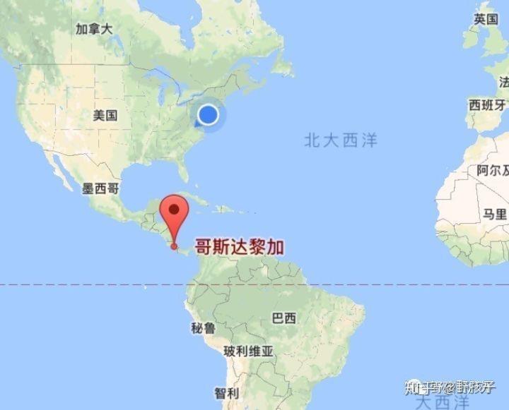 哥斯达黎加首都在圣何塞(san josé).大概就是这么一个位置关系