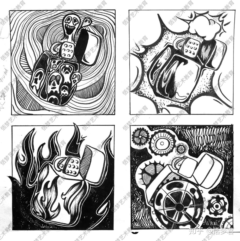 艺术考研备考黑白装饰画作品分享