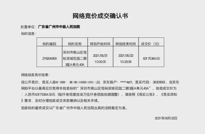 落马官员豪宅拍卖,228㎡成交价6317万,买家实际要付1个亿?