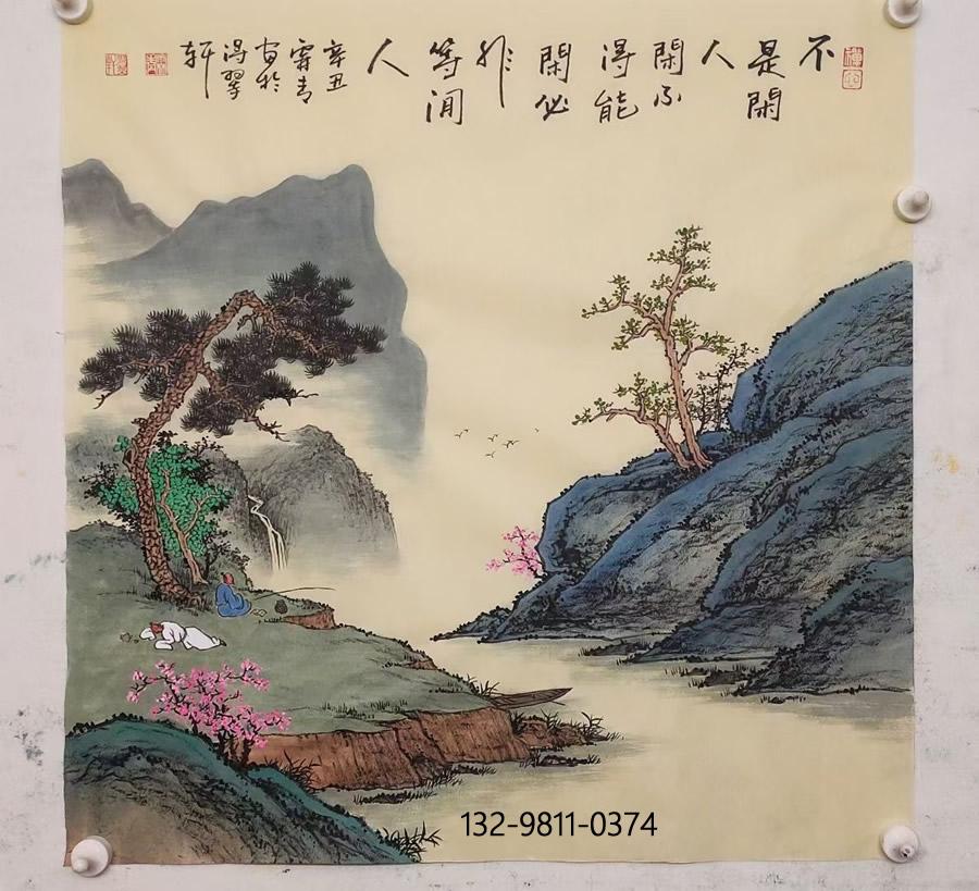 画家霖青山水画:闲和趣远 意味深长