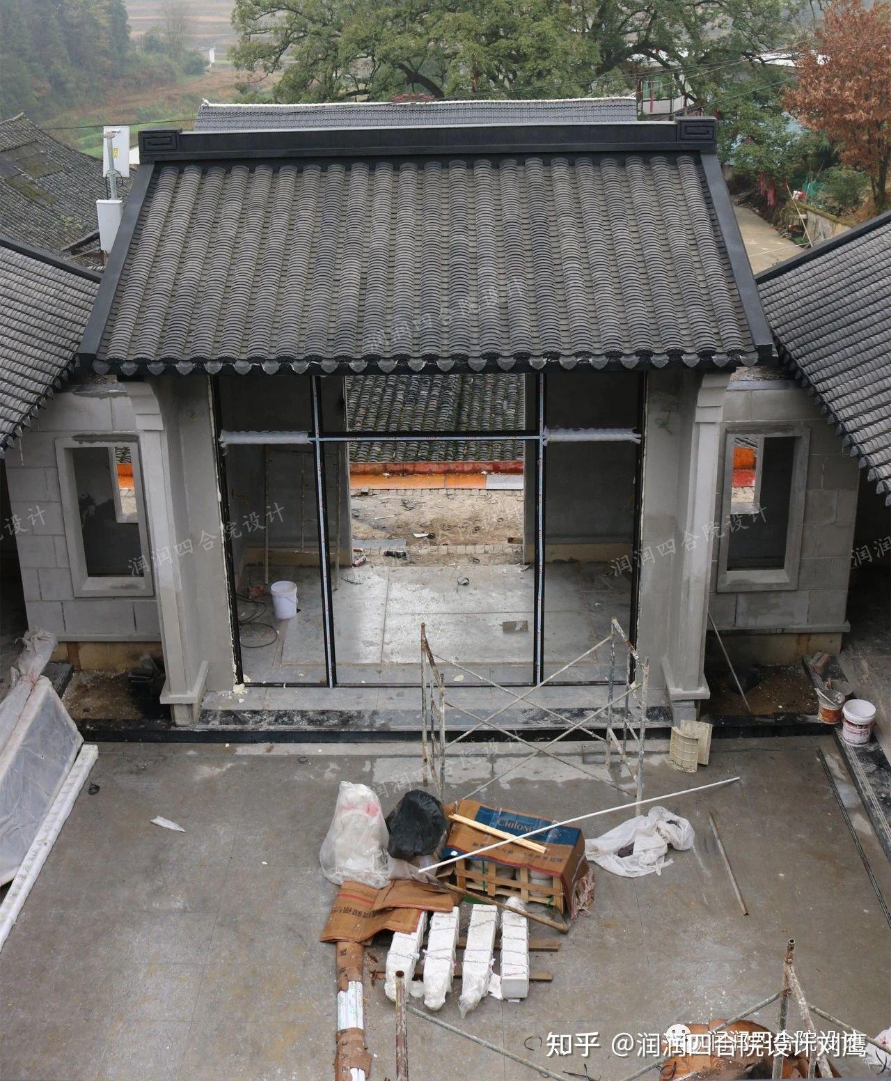农村自建中式四合院别墅设计到施工全过程