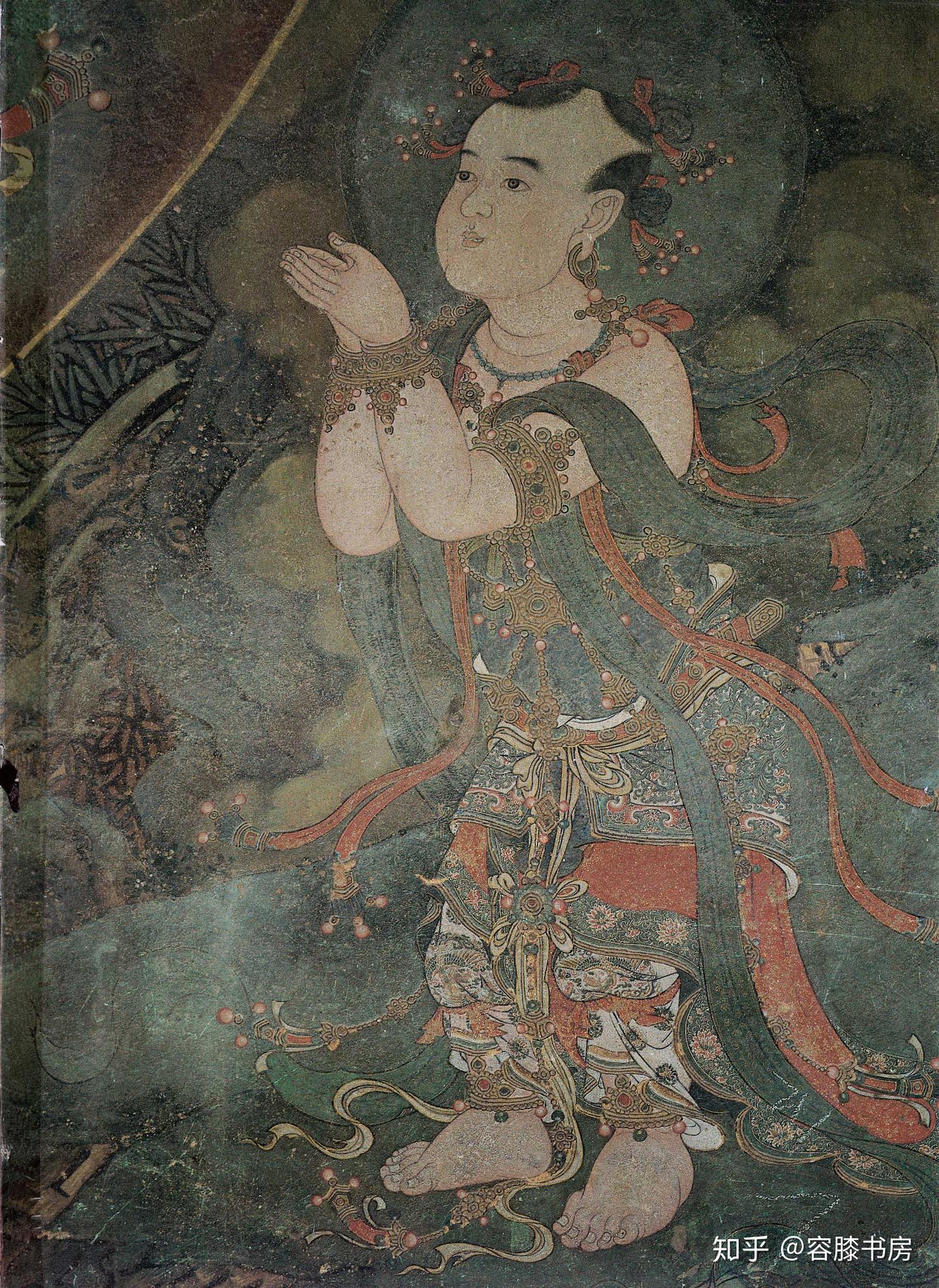 法海寺壁画 中国 水月菩薩 仏像画 絹本 希少品 85*85cm