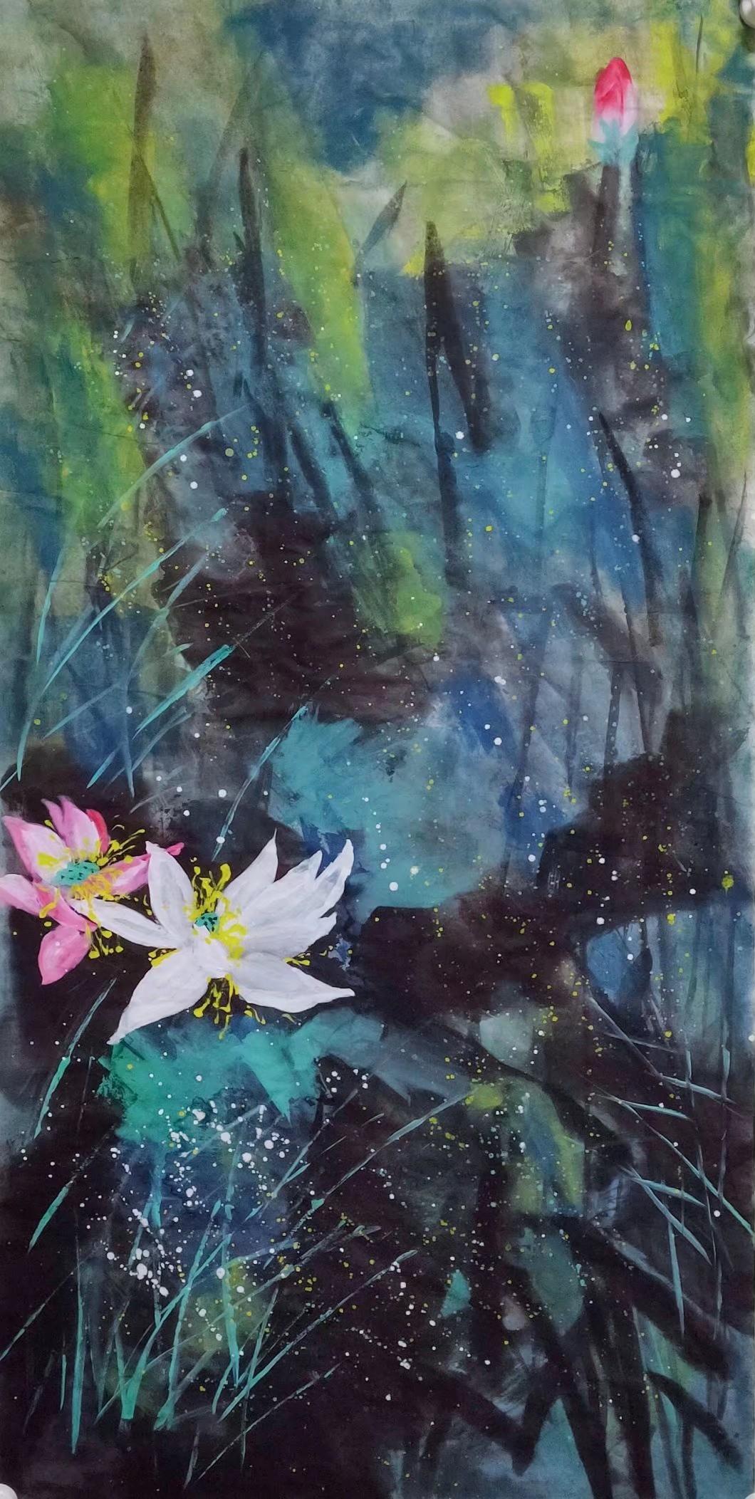 曹玉红泼墨重彩荷花系列作品展