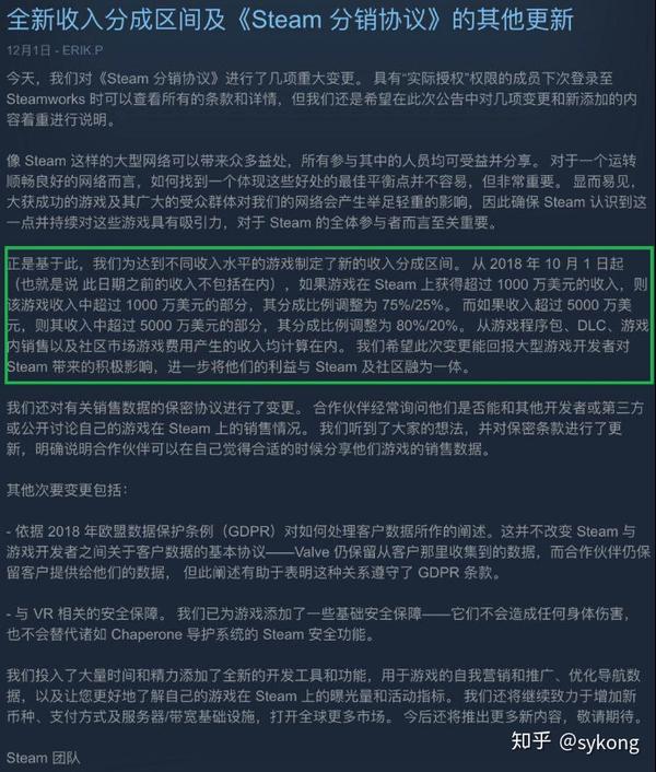 回报大型游戏开发者 V社更新steam分销比例 开发者最高可拿下80 分成 知乎