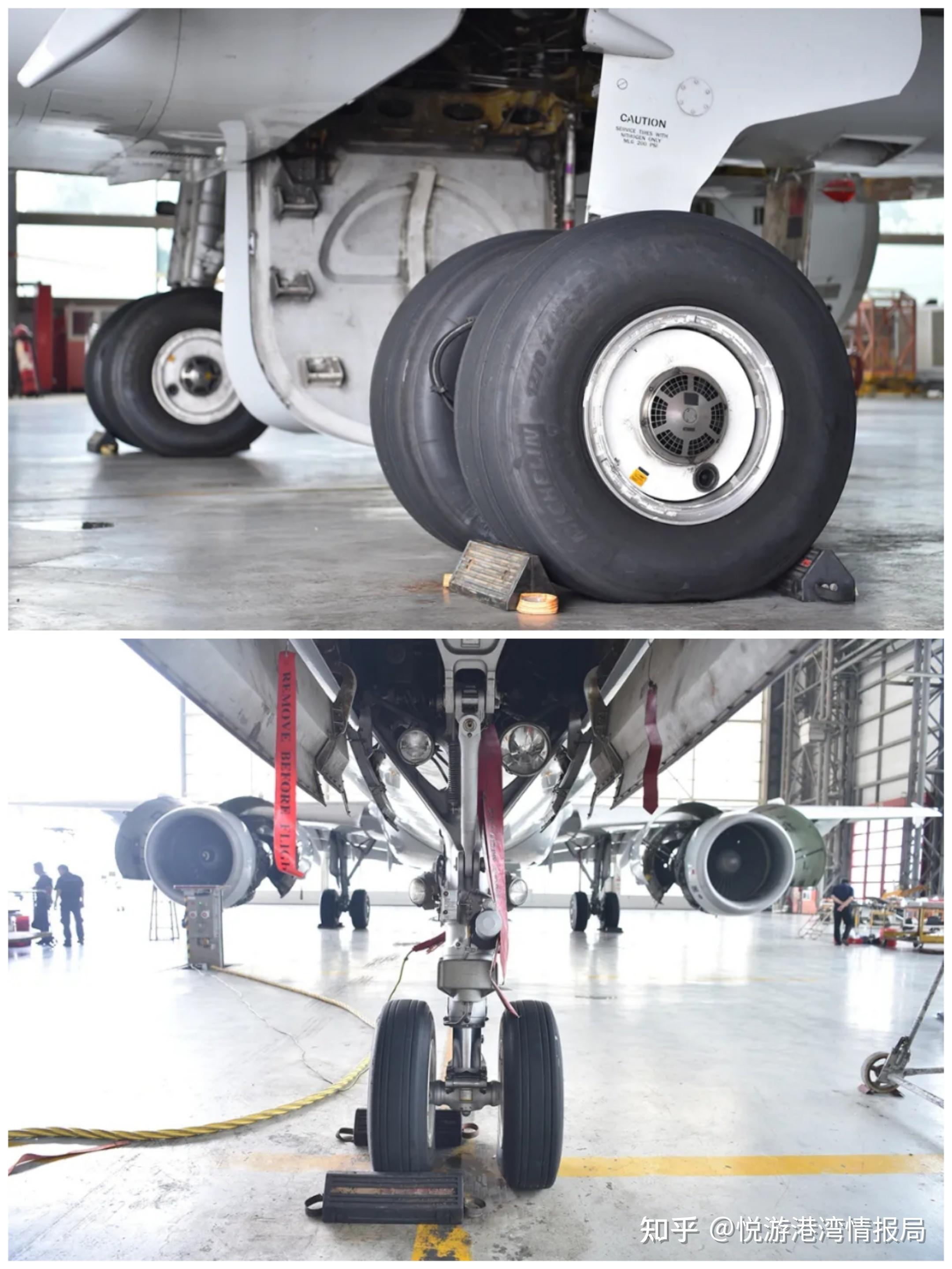 空客a330机型,配有2个主起落架,每个4个轮胎,一个前起落架,2个轮胎