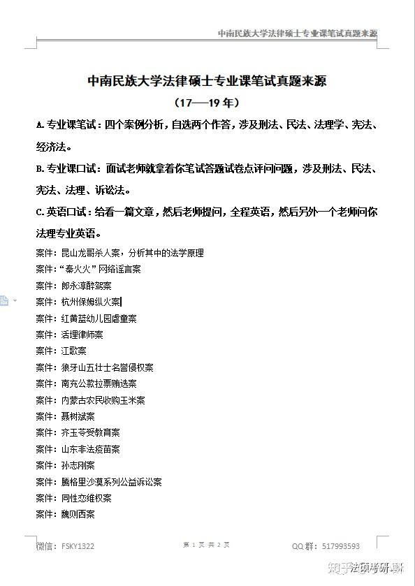 中南民族大学法律硕士复试经验及历年复试真题分享 - 知乎