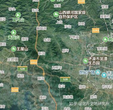 来看列宁地图的隔壁，山西省晋阳市和河南省济源市交界地带的地形轮廓。