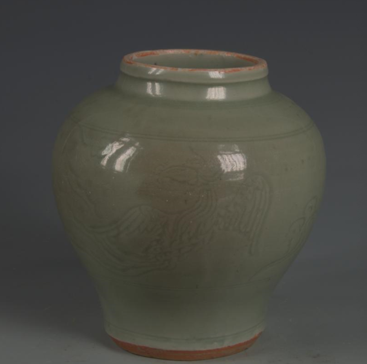 宋 龍泉窯 陶磁器 青釉點彩蒜頭瓶」染付 置物 擺件 古賞物 中国