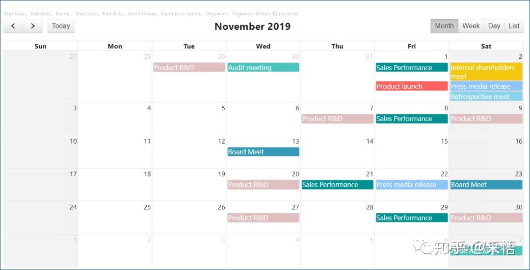 Power BI中的日历可视化对象 - 知乎