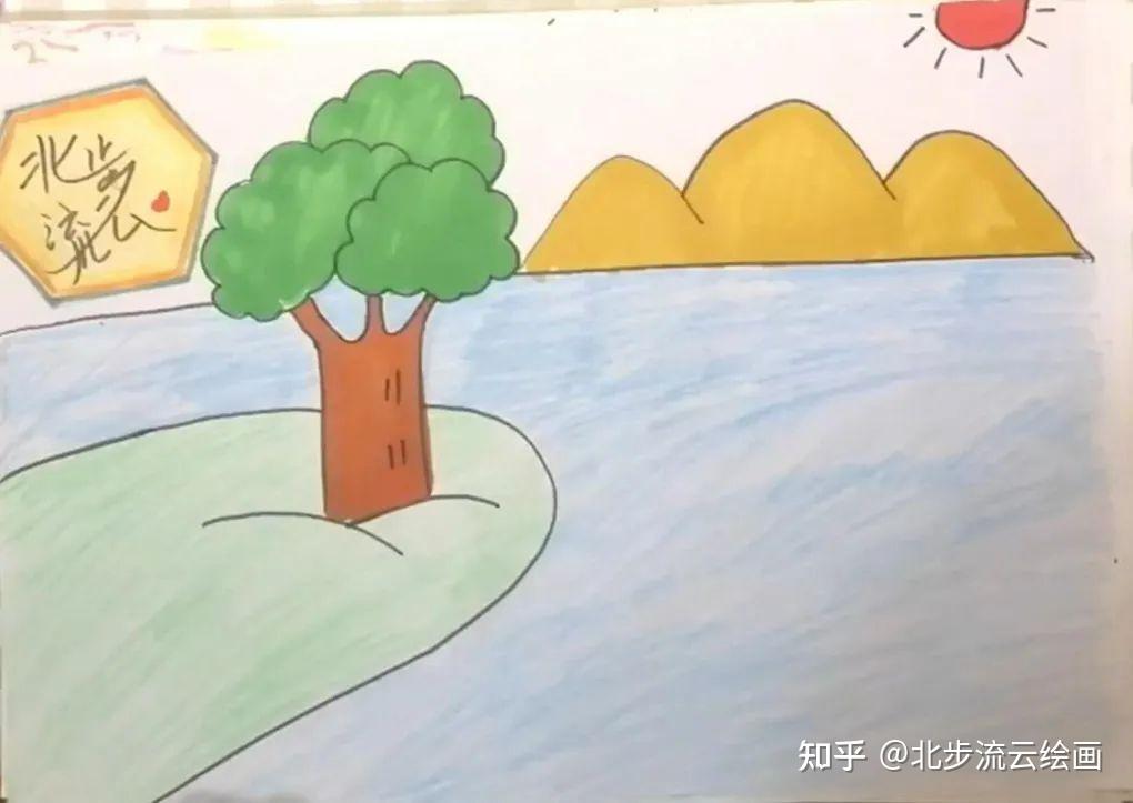 湖水简笔画涂色图片