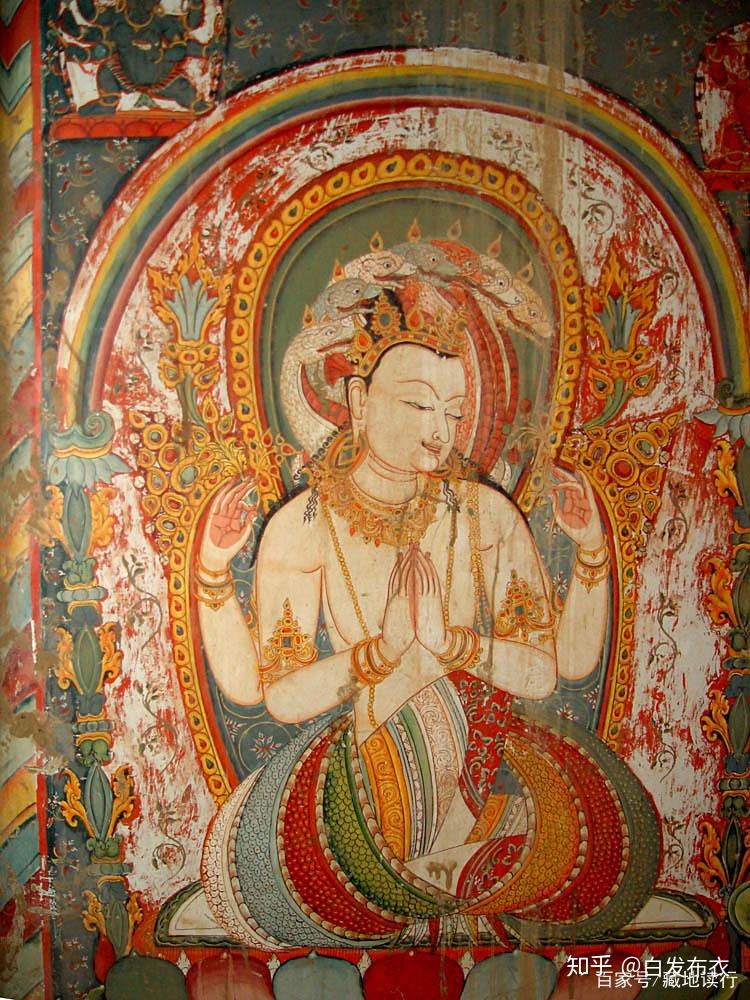 夏鲁寺壁画《四臂观音》这幅四臂观音像的形制比较少见,观音脑后七条