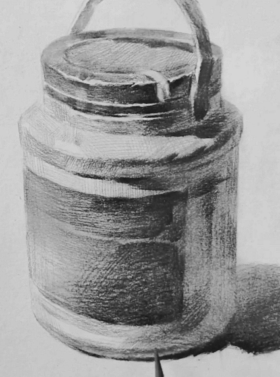 美术生联考素描单体塑造——饭盒