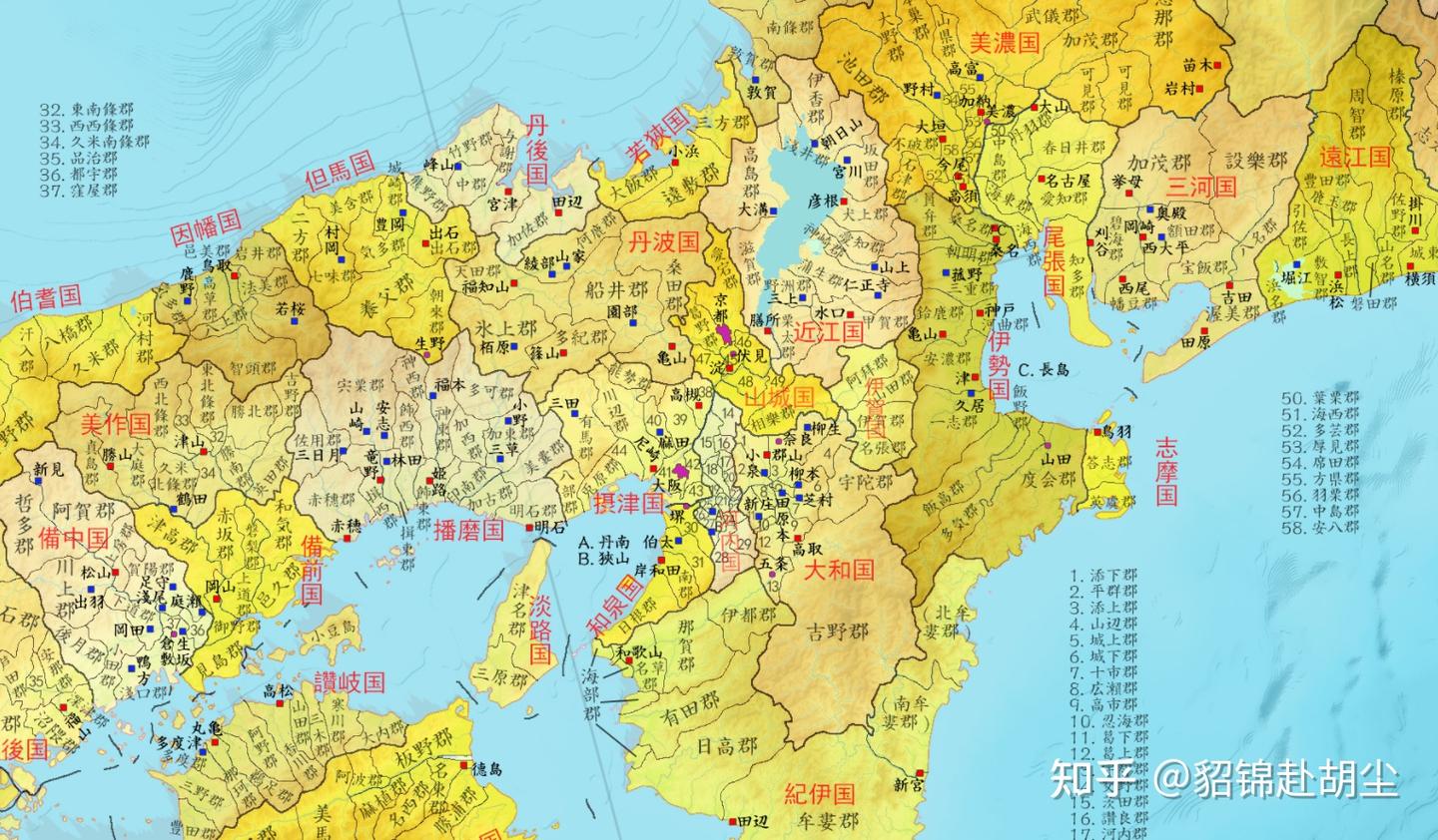 日本旧国郡区分图（令制国全图） - 知乎