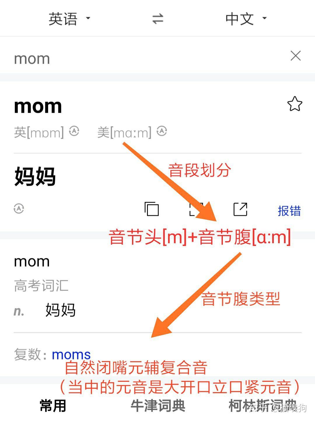 英语「mom」发音近似「mang-m」还是「