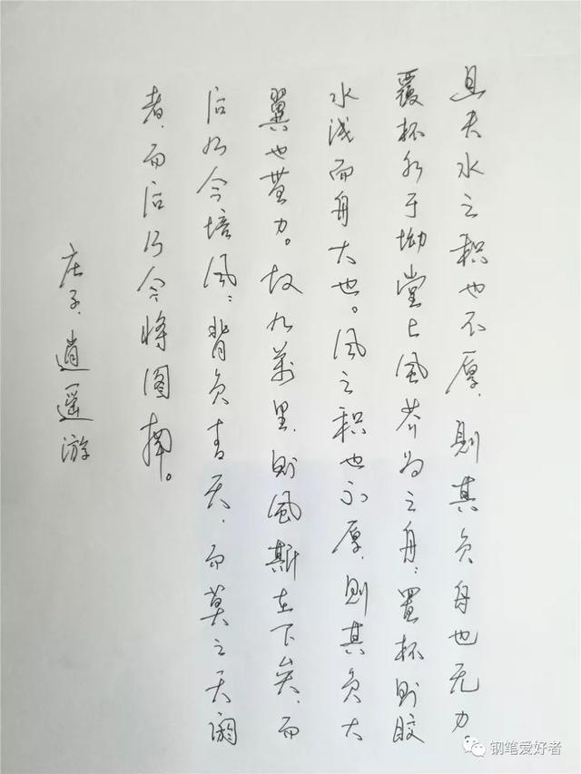 庄子《逍遥游》手写钢笔字笔友钢笔书法习作欣赏