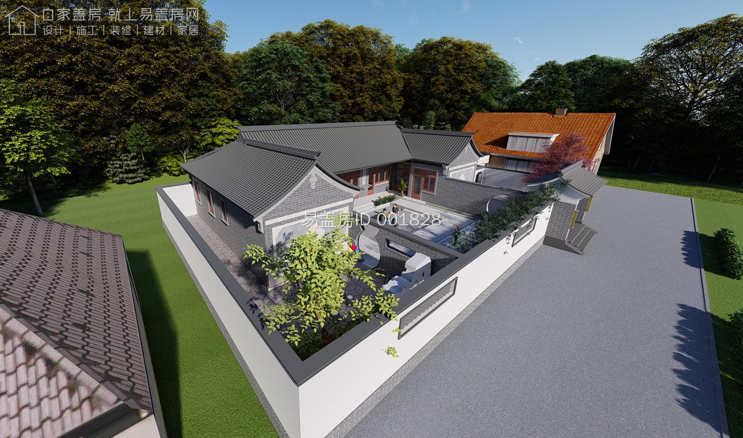 6万单层复古风×三进式院落】易盖房四川巴中20.8m×11.