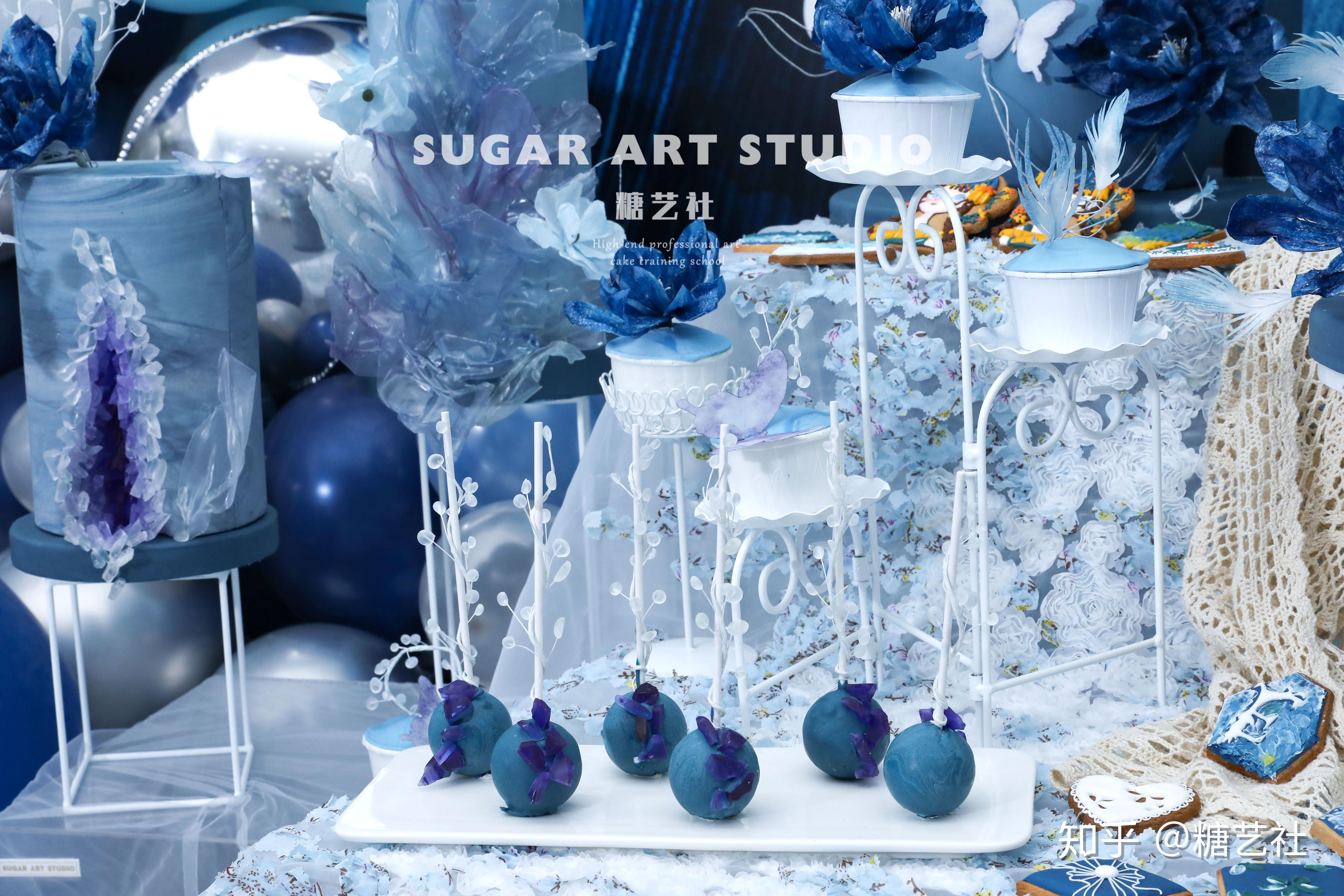 糖艺社婚礼甜品台作品分享蓝色婚礼
