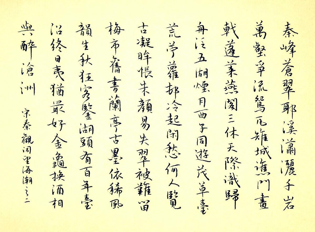 秦观《望海潮》钢笔字练习笔友钢笔书法习作欣赏