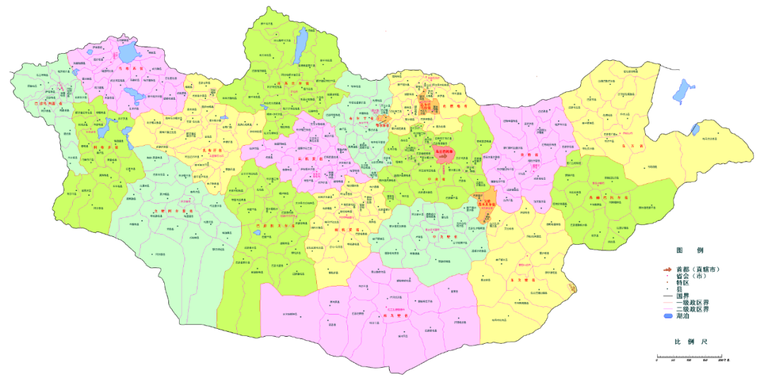 國土面積▲蒙古國行政區劃分為首都和21個省,省下設縣.